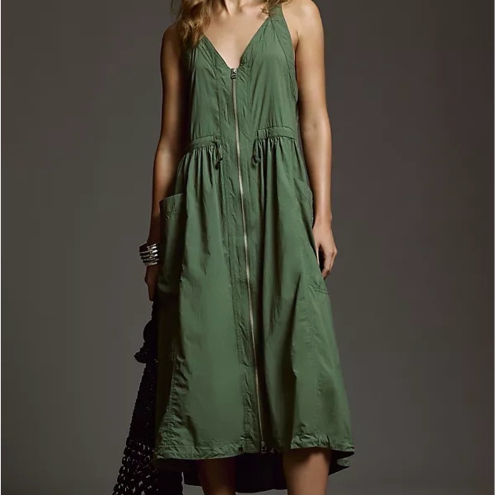Anthropologie Forest Green Maxi Dress